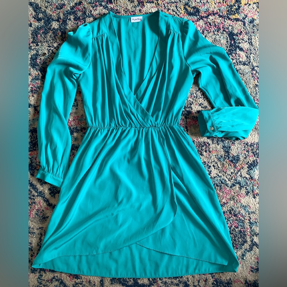 Turquoise wrap style dress